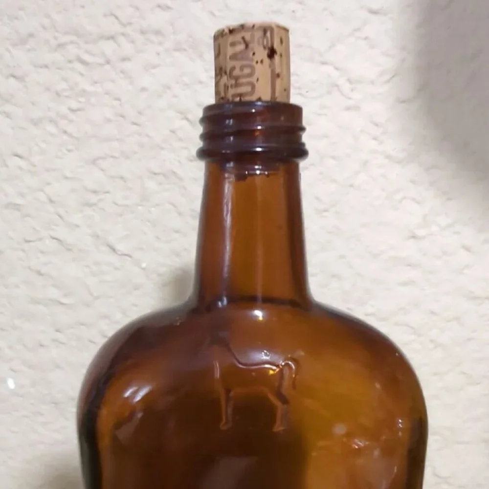 Antiqu White Horse Distilleries Glass Whiskey Bottle/Cork Clascow Scotland Empty